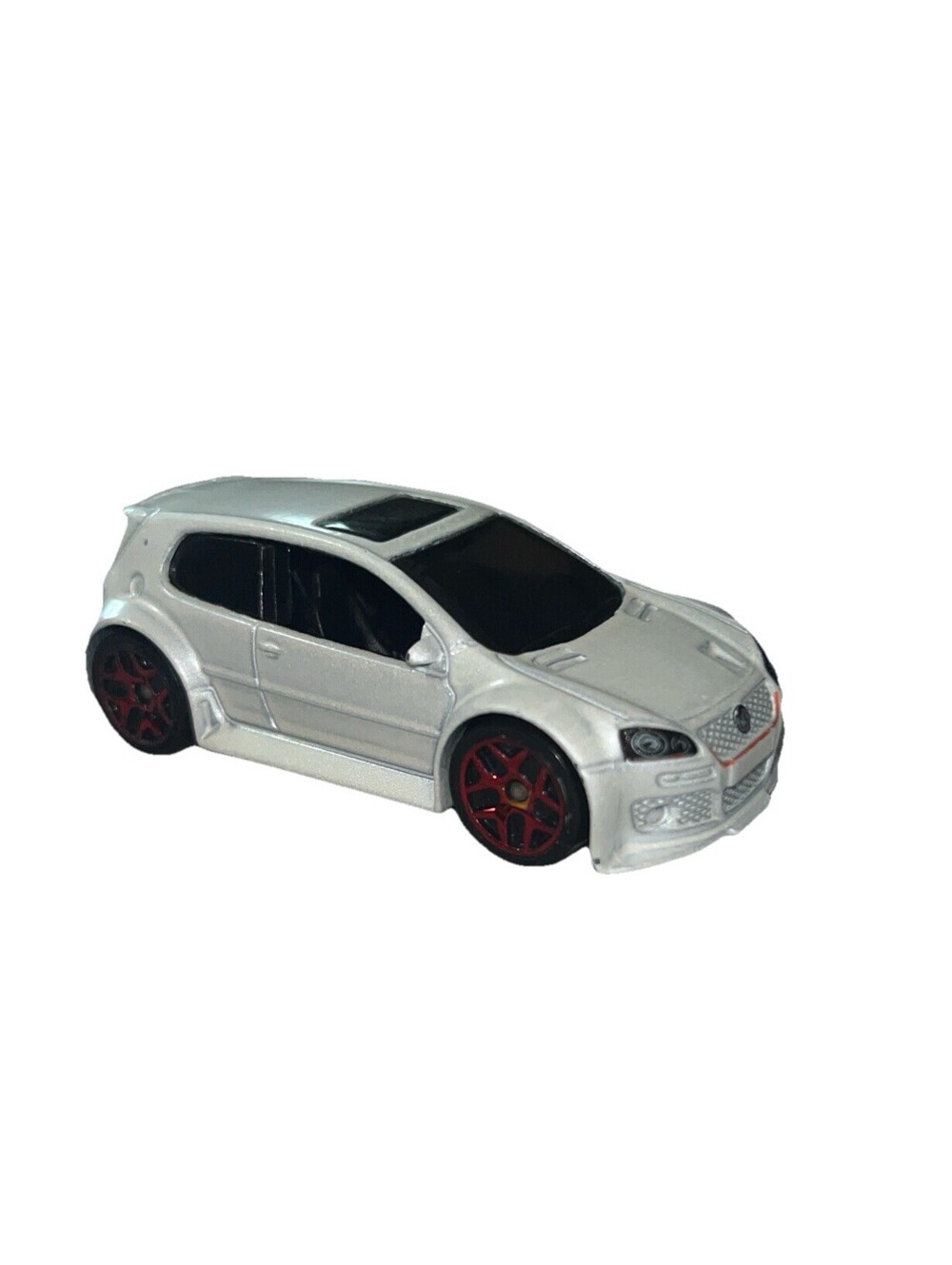 Hot Wheels Volkswagen Golf GTI White Diecast 1:64 Scale Loose VGUC C133A Red Rim